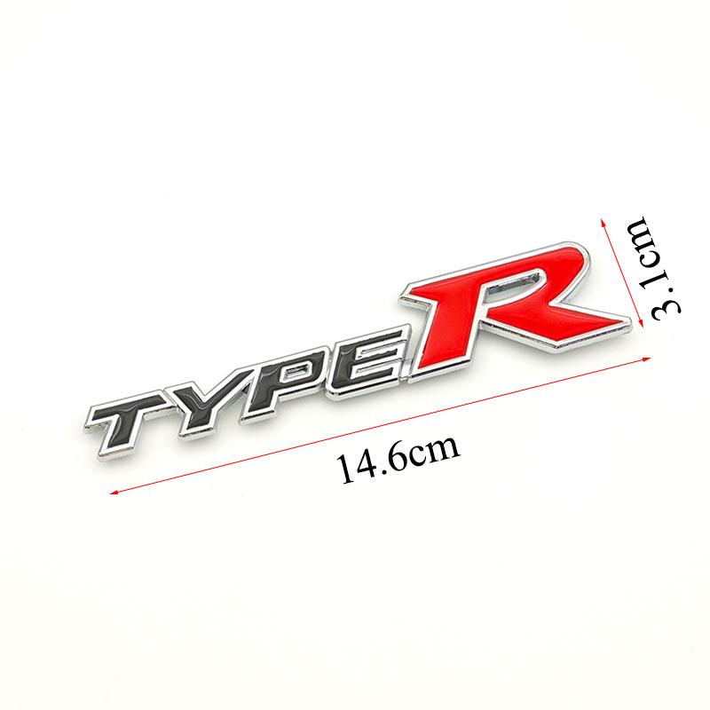 3D Metal Black Red Letters Type R Logo Car Front Grille Badge Emblem for Honda Accord Civic Type R Auto Accessories QV0