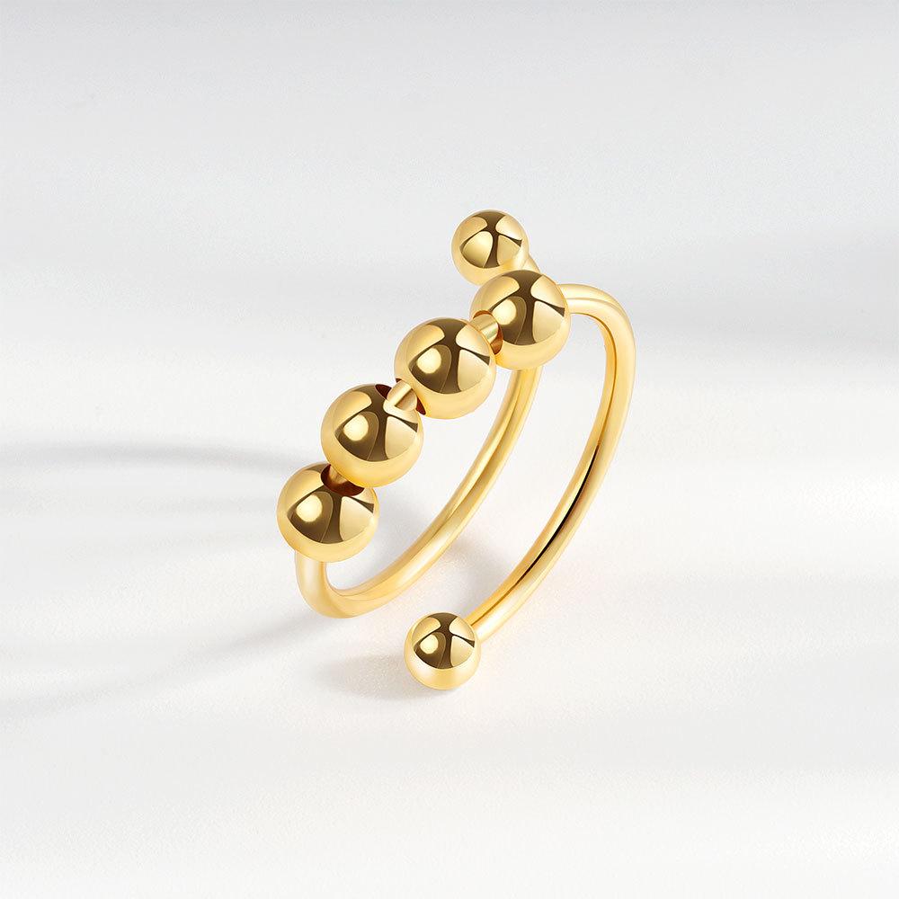 Anti Stress Anxiety Silver Ball Rings 925 Women Men Spinner Fidget Rings Vintage Gold Couple Anillos Jewelry Gift