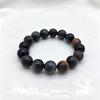 Fashion Luxury 12mm Natural Tiger Eye Black Agate Mixed Stone Beaded Bracelet for Men Elegant Jewelry