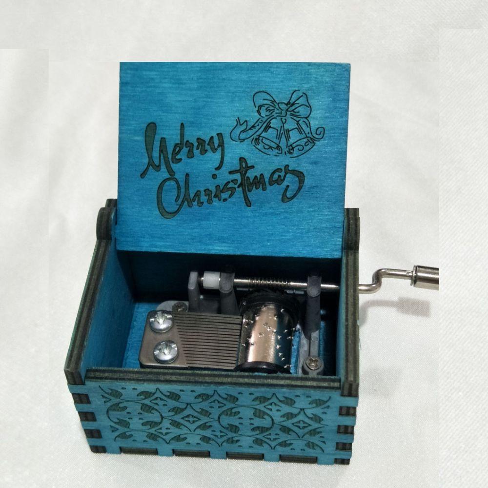 Wooden Hand Crank Music Box Anime Theme Halloween Merry Christmas Decoration Home Christmas Birthday Gift