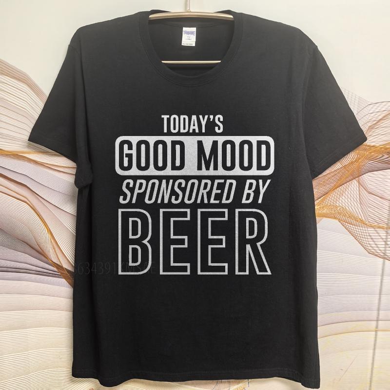 new cotton tshirt Brand summer Men t shirt Todays Good Mood Sponsored By Beer Short Sleeve Adult ONeck tops male teeshirt