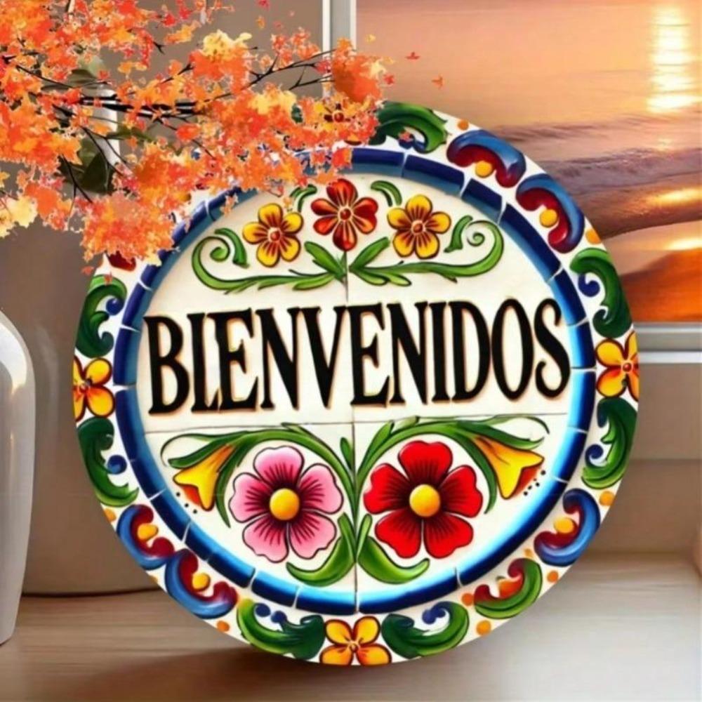 Kovová nástěnná dekorace ve španělském stylu Rustikální vintage cedule Dekorace do kuchyně, baru, na terasu Vítejte Závěsná plaketa do interiéru i exteriéru