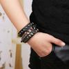 Multilayers Rock Spike Rivets Chain Bracelet Gothic Punk Wide Cuff Leather Bracelet Bangle Fashion Bracelet Jewelry