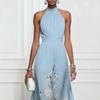 Fall New V-neck Waist Cinched Ruffled Elegant Women's Dress Cross-border Women's Clothing