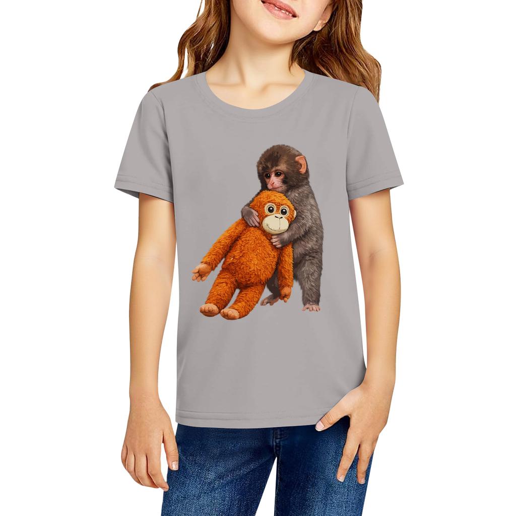 Fashionable Round Neck Short Sleeve Work Clothes Printed Tops For KID Summer Tops