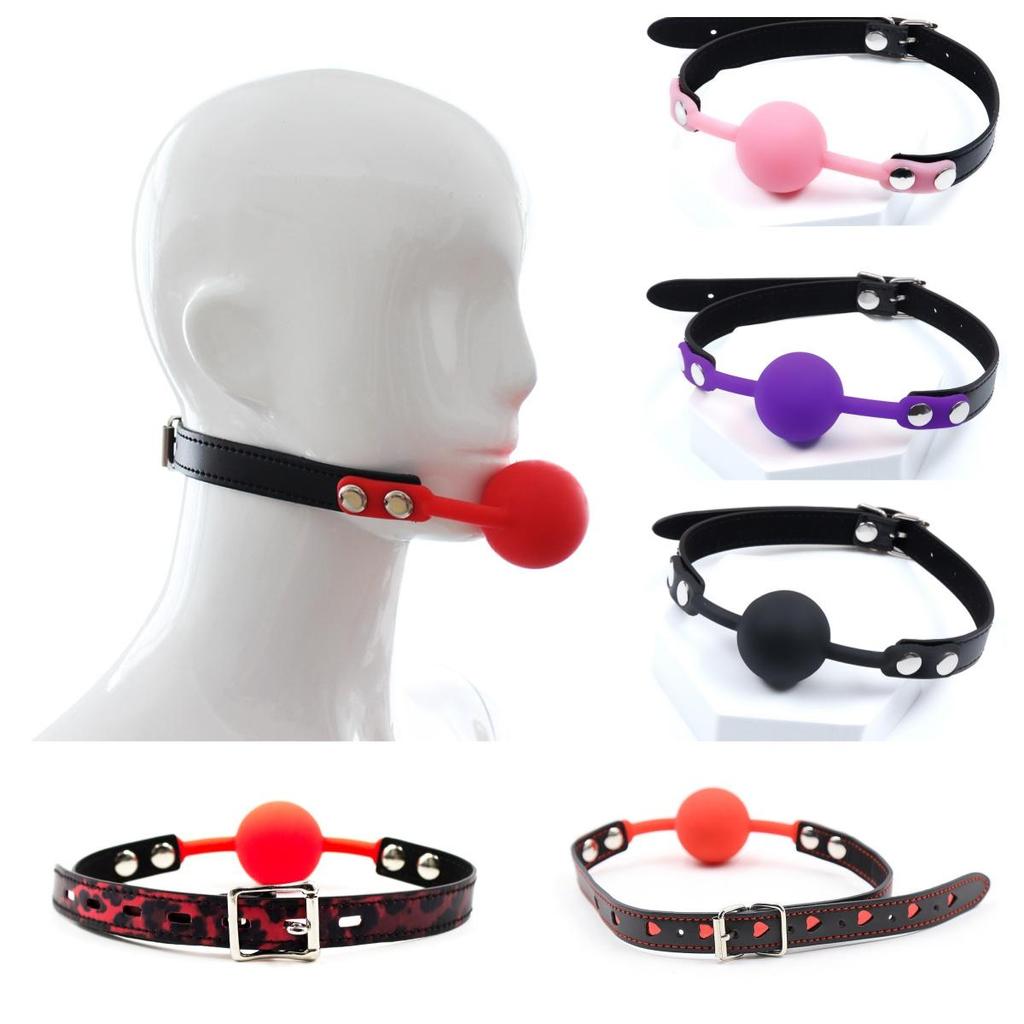 VaHppy Mouth Ball Yoke 4cm 80g Silicone Solid Drooling Couple Games Sex Toys SM BDSM Adult Products PU Bondage Oral Sex