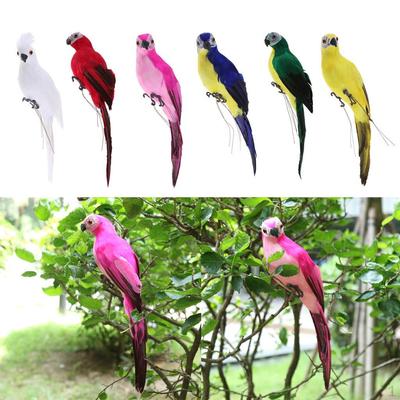 6x Macaw Parrot Bird Ornament Artificial Feathered Animal Model Statues DIY Lawn Sculpture Planter