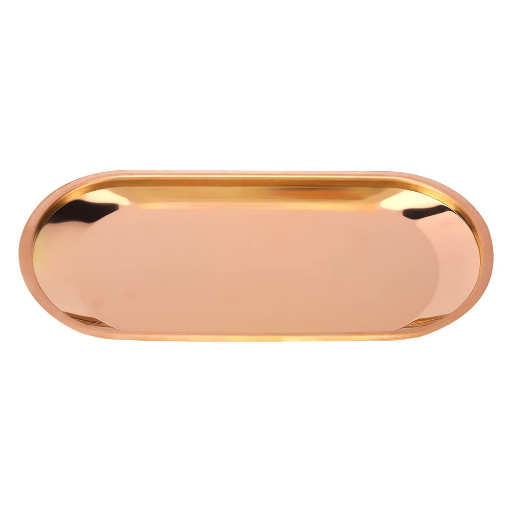 Edelstahl Nordic Oval Handtuch Tablett Lagerung Tablett Perfekte für Snack Kosmetik Schmuck(Kupfer)