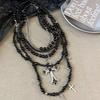 Luxury Vintage  Chain Imitation Pearl Chain Necklace For Women Punk Cross Pendant Choker