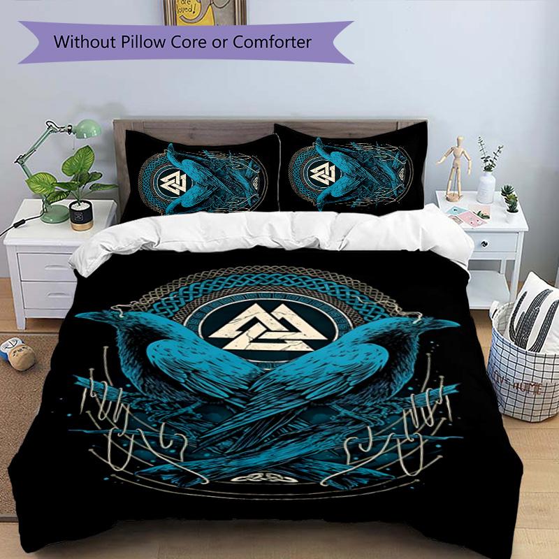 Nordische Mythologie 3-teiliges Bettwäsche-Set Bettbezug Verschluss Enthält 1 Bettbezug & 2 Kissenbezüge für Alle Jahreszeiten Schlafzimmer Zuhause Wohnheim Dekoration