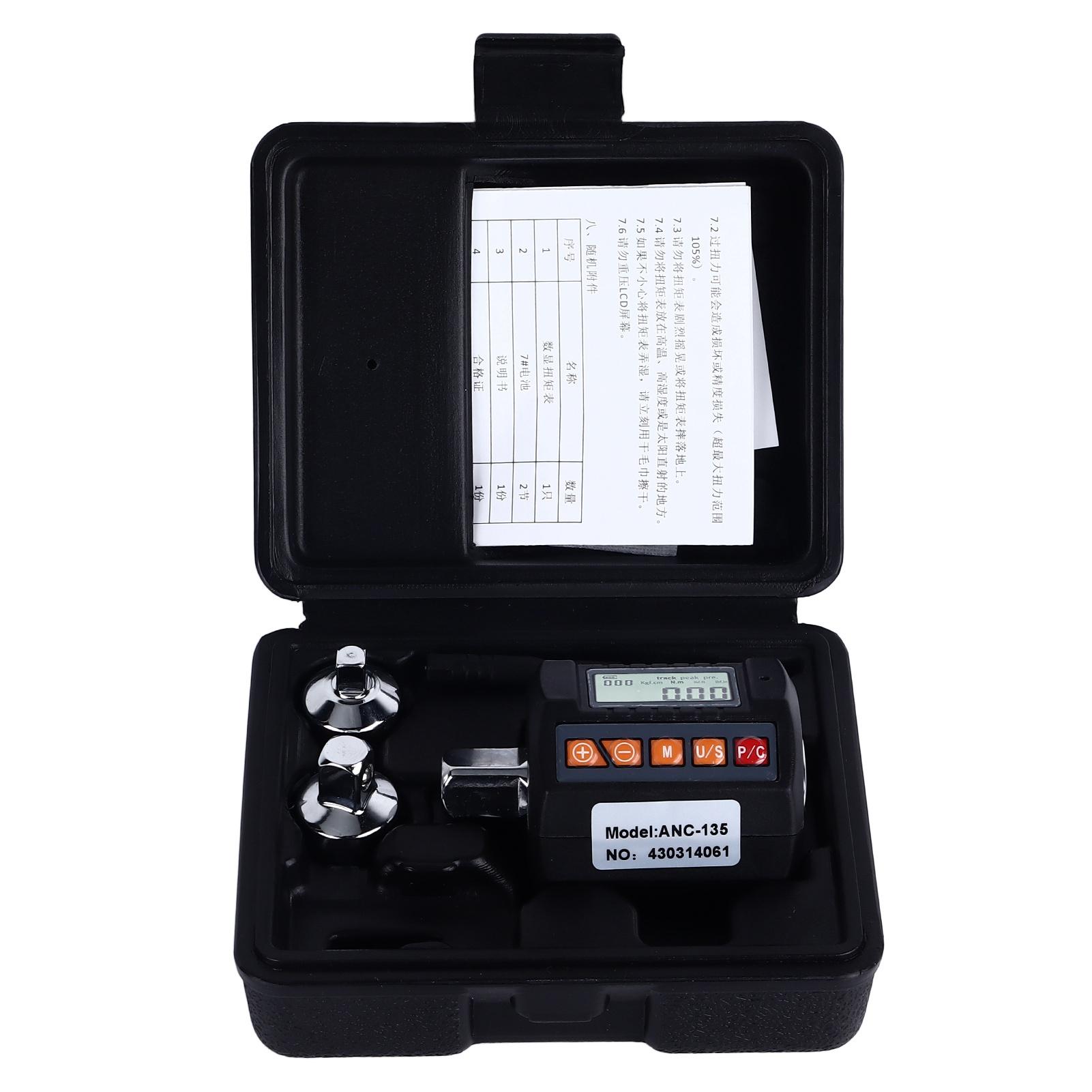 

Digital Torsion Gauge 1 2 Wrench Adapter Meter Tester Tool 4 Units 135N.m for Automotive Biking DIY Home Repairs