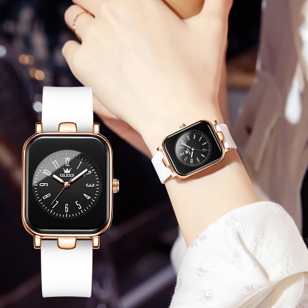 OLEVS Silicone Japanese Quartz Easy to Gift watch for White Women's Watch, Band, Waterproof, Luminous, Watch, See, Popular, Stylish, Beautiful,