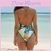 Strandurlaub Blumiger Bikini Badeanzug Aus Polyestergewebe Für Wassersport Damen