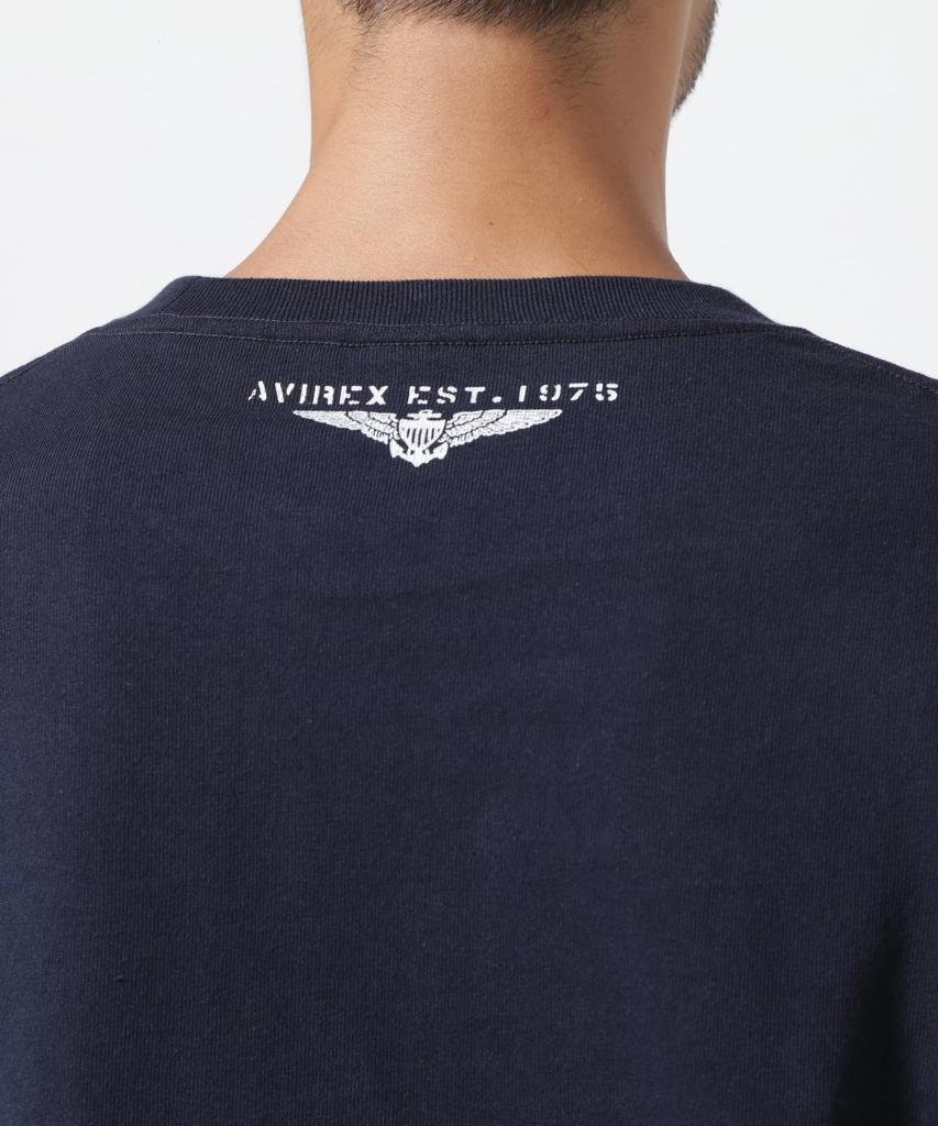 AVIREX TOP GUN PATCHED L/S T-SHIRT 783-3930018 Men's M 120 Navy