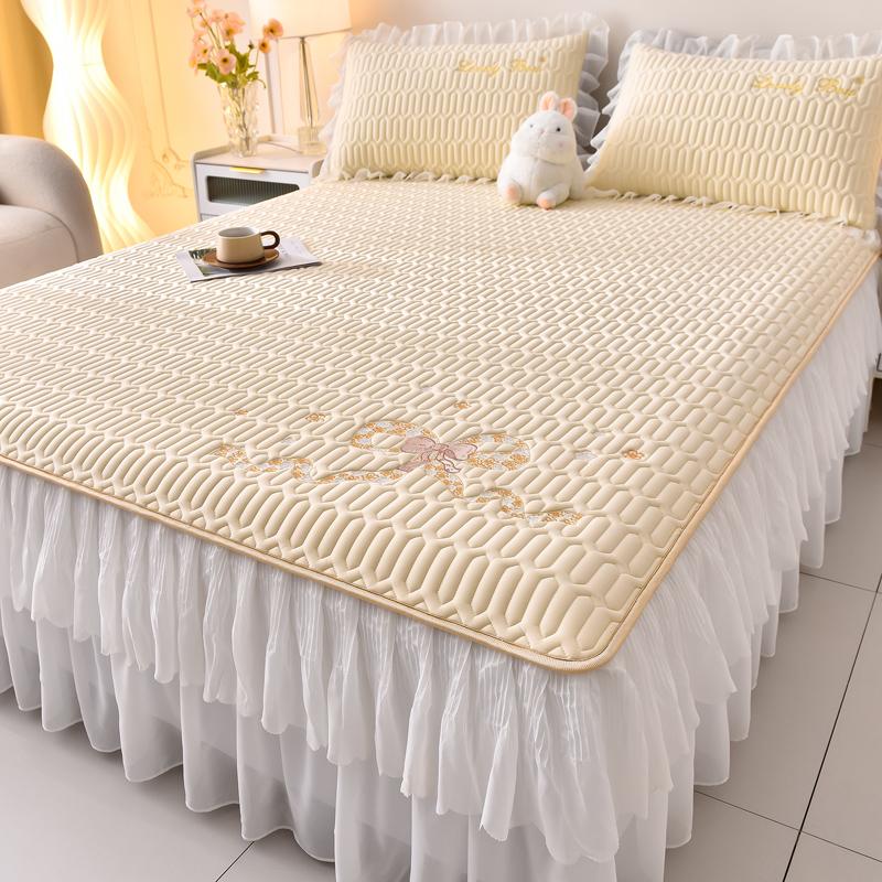 Summer New Ice Silk Latex Summer Mat Bed Skirt Three-Piece Washable Single Student Mattress