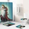 Christmas Shower Curtain Floor Mat Combination Four-Piece Set Bathroom Toilet Carpet Shower Room Mat Foot Mat