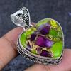 Natural Copper Amethyst Gemstone 925 Sterling Silver Jewelry Pendant 1.85" ETC-13852