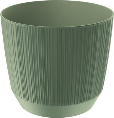Round Plastic Flowerpot With Grooved Cover, Green, 16.8 Cm, Ryfo