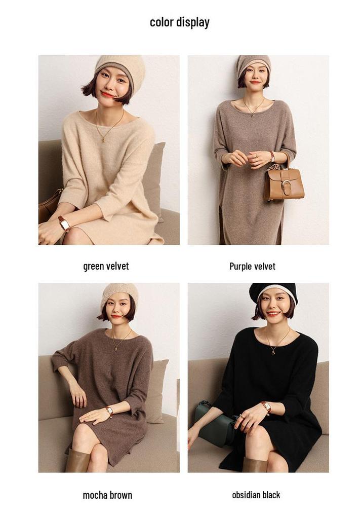 2023 Cashmere Women's Loose Knit Midi Dress - Autumn/Winter Collection