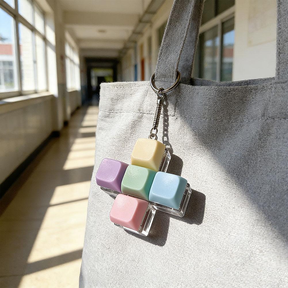 Macaron Colored One-Line Three-Key Press Keyboard Toy Keychain Axis Tester Decompression Pendant Light For Stress Relief