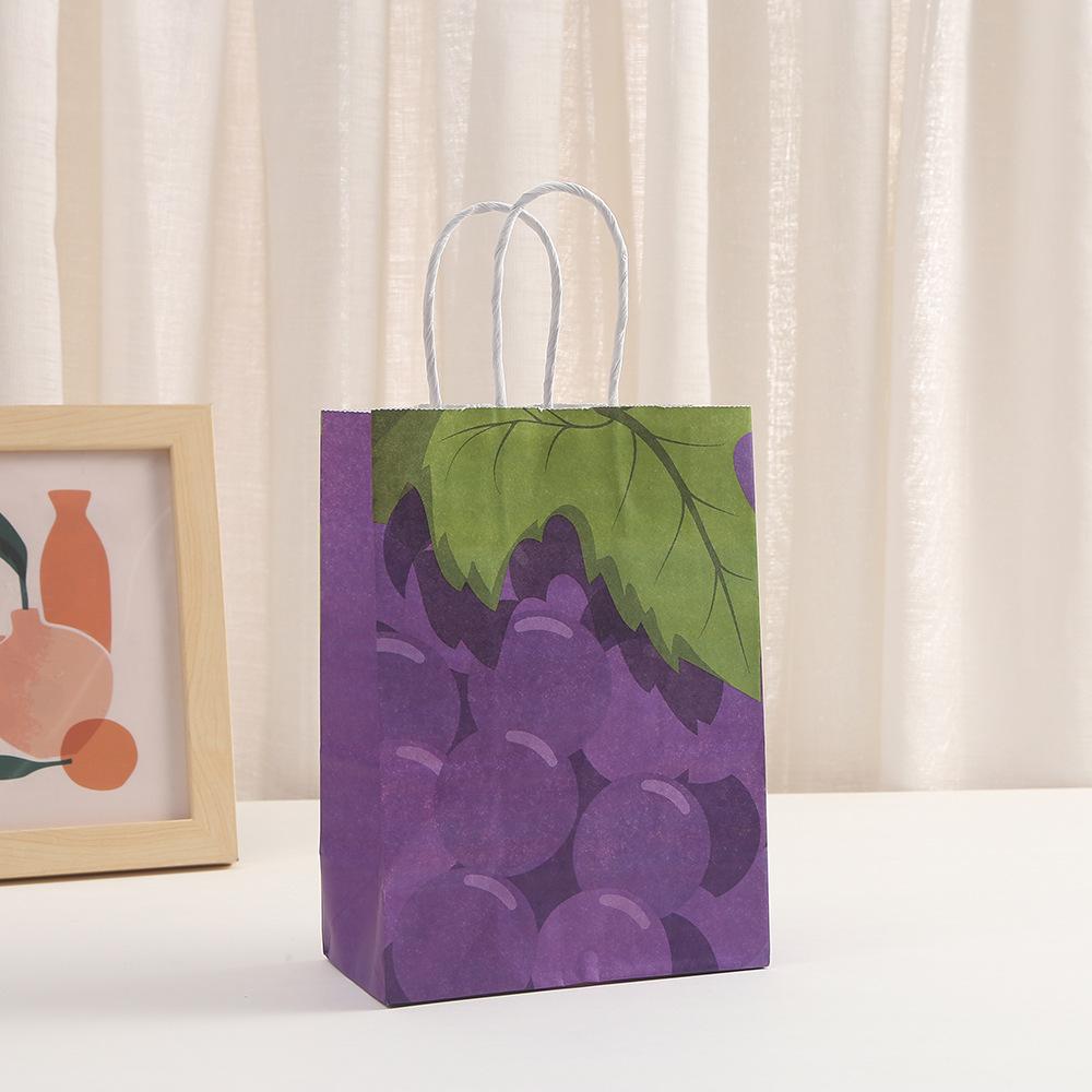 StoBag, Strawberry Kraft Paper Gift Bag, Fruit pattern, for Packaging Candy Snack, Baby Shower, birthday Supplies, Reusable