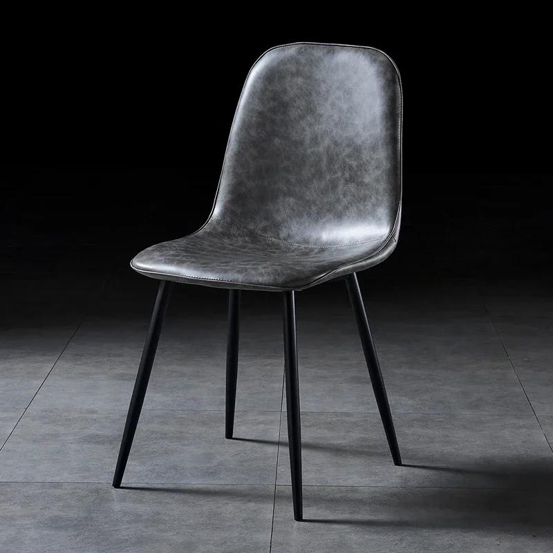 Faux Leather Dining Chairs Metal Legs Kitchen Seating Charlton Brown Upholstered Side Chairs Elegant Room Arrangement