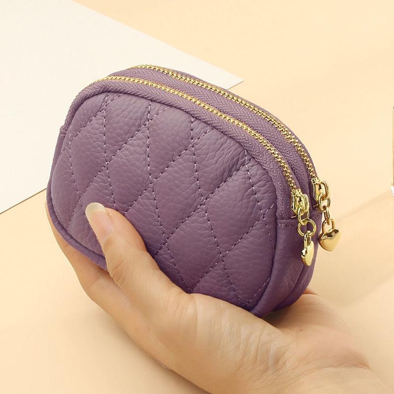 Fashionable Casual Diamond Grid Zipper Coin Purse For Women'S Mini Card Bag