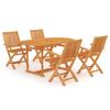 5 Piece Garden Dining Set Solid Teak Wood