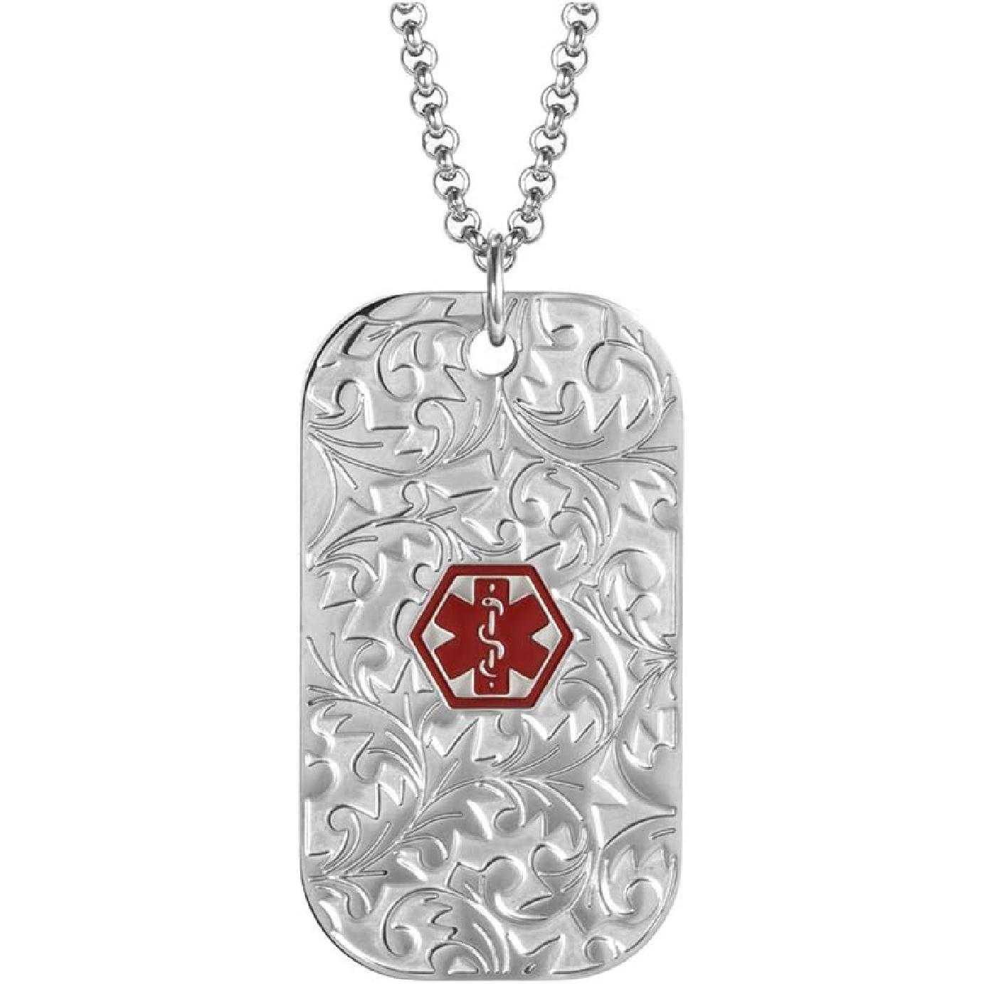 Медицинский ID-кулон с персональным цветочным узором для женщин, индивидуальный медицинский жетон из нержавеющей стали, аварийный кулон для мужчин, 24-28