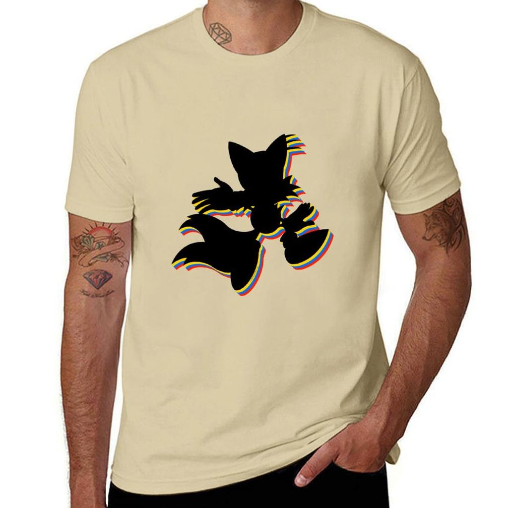Tails Miles Prower Multi Coloured Tshirt blacks Short sleeve tee korean fashion men clothings