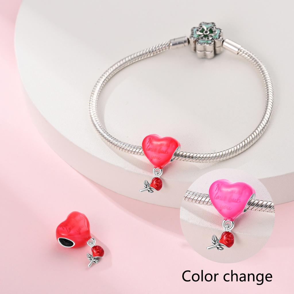 S925 Silver Sweet Balloon Rainbow Candy Pendant Beads DIY Jewelry Accessories Changing Charm Bracelet