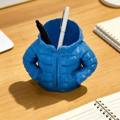 Down Jacket Pen Holder Desk Organizer Compact Storage Box for Pens Pencils Markers Creative Classroom Desk Accessory Student Gift