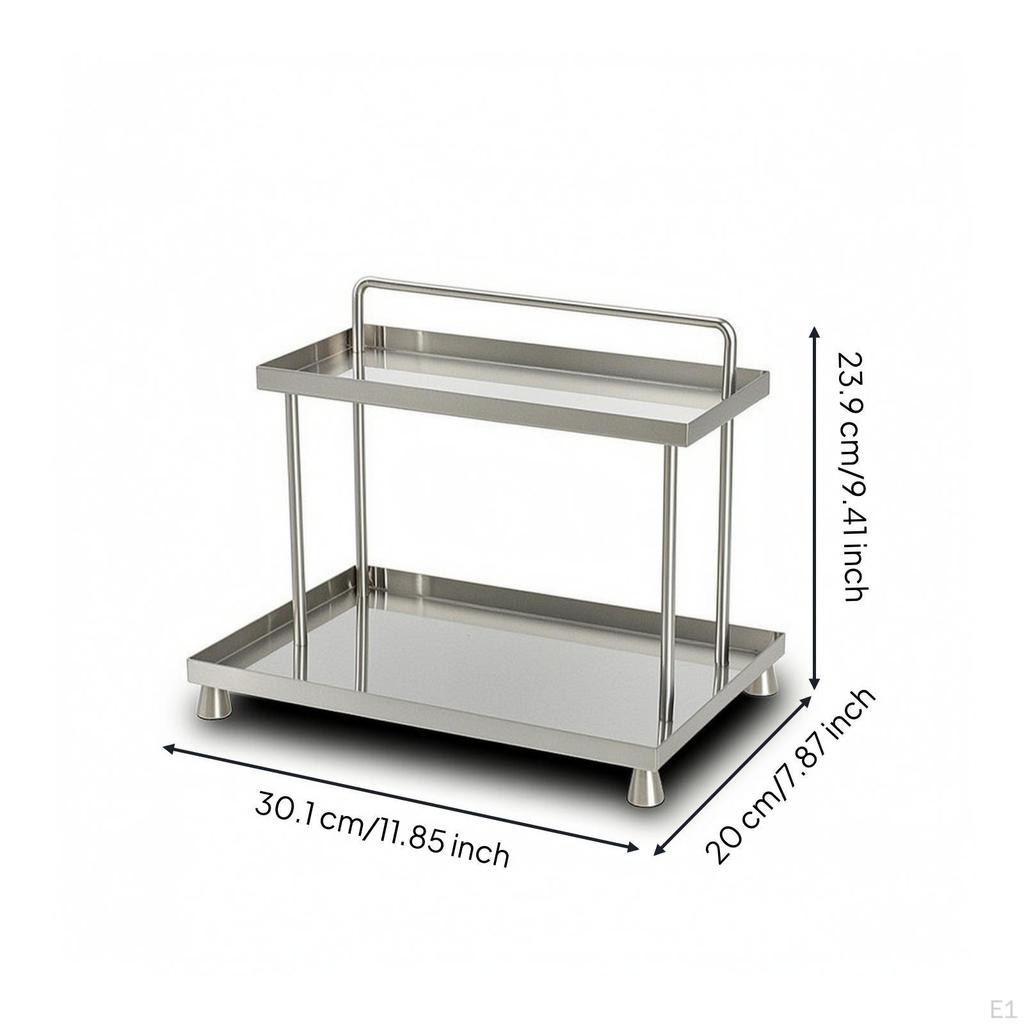 Dual-Level Storage Rack Easy to Clean Shelf Sturdy for Renters