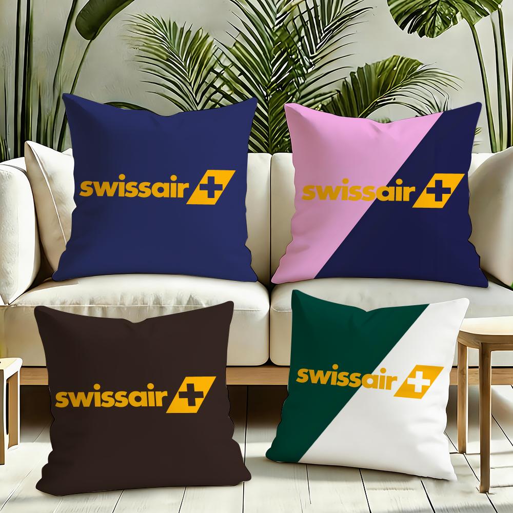 Swissair Cushion Cover Reversible Plush Pillow Cover Soft Fluffy Home Decor for Sofa Bedroom