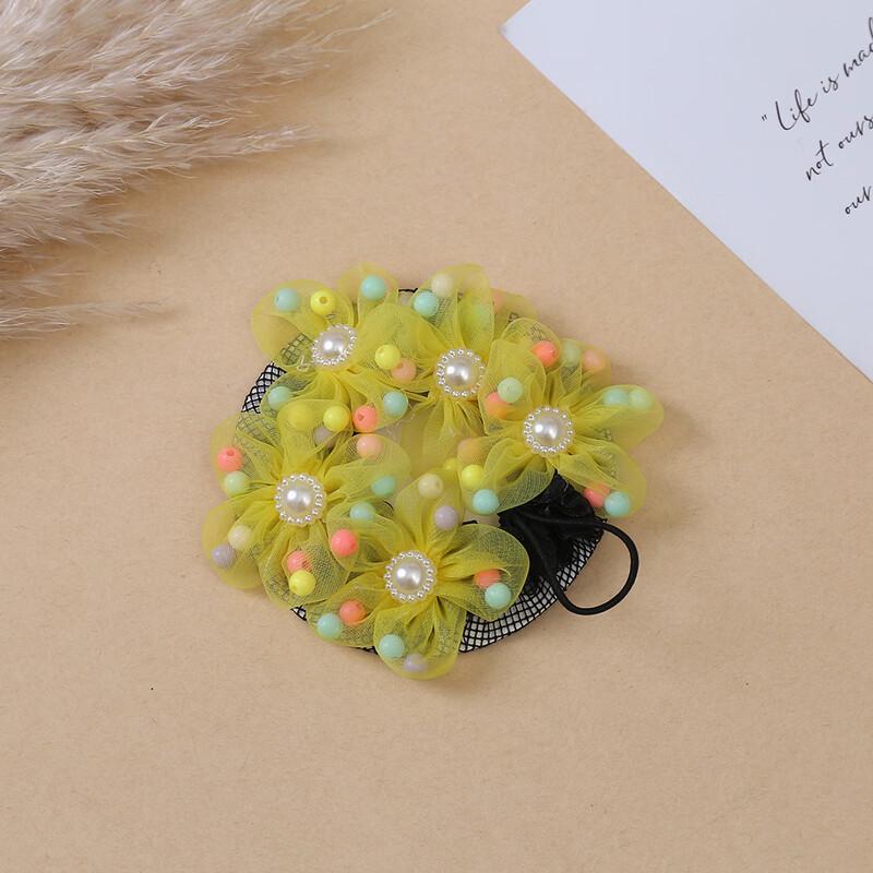 Children's Pearl Flower Hair Net for Buns