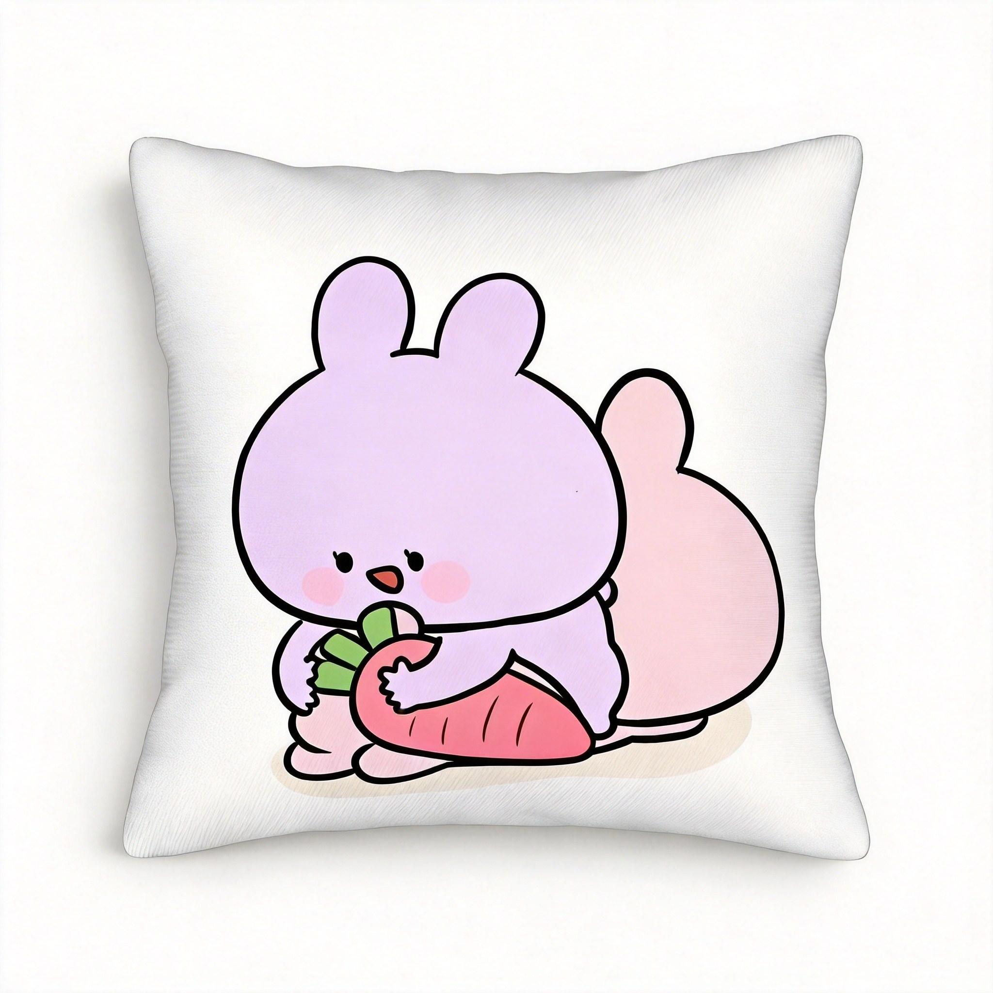 

Cute cartoon rabbit pillow cover cute animal print decorative cushion cover x inch with zipper machine washable 40cmx40cm