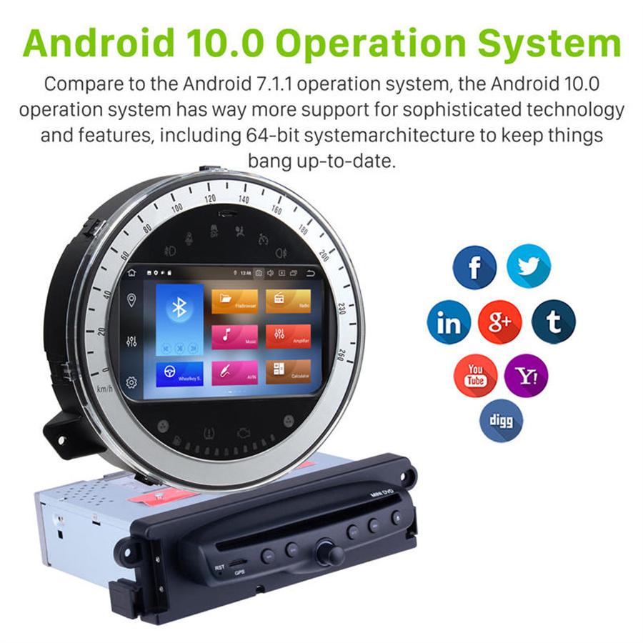 4GB+64G Android 10.0 Car GPS Navigation DVD Player For 2006-2013 BMW Mini Cooper Built-in Wireless Carplay