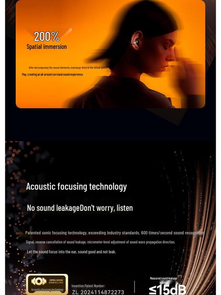 Sanag S7S Bluetooth Ear Clip Earphones with AI Translation and Air Conduction for 2025 Sports - Open, Not In-Ear Design