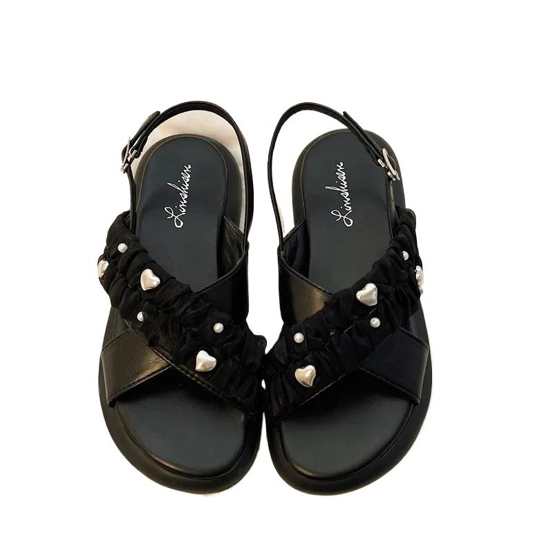 Fashion 2025 New Women's Fashion Black Summer Platform Sandals Style French Fashion Versatile Temperament Women Sports Shoes Trend