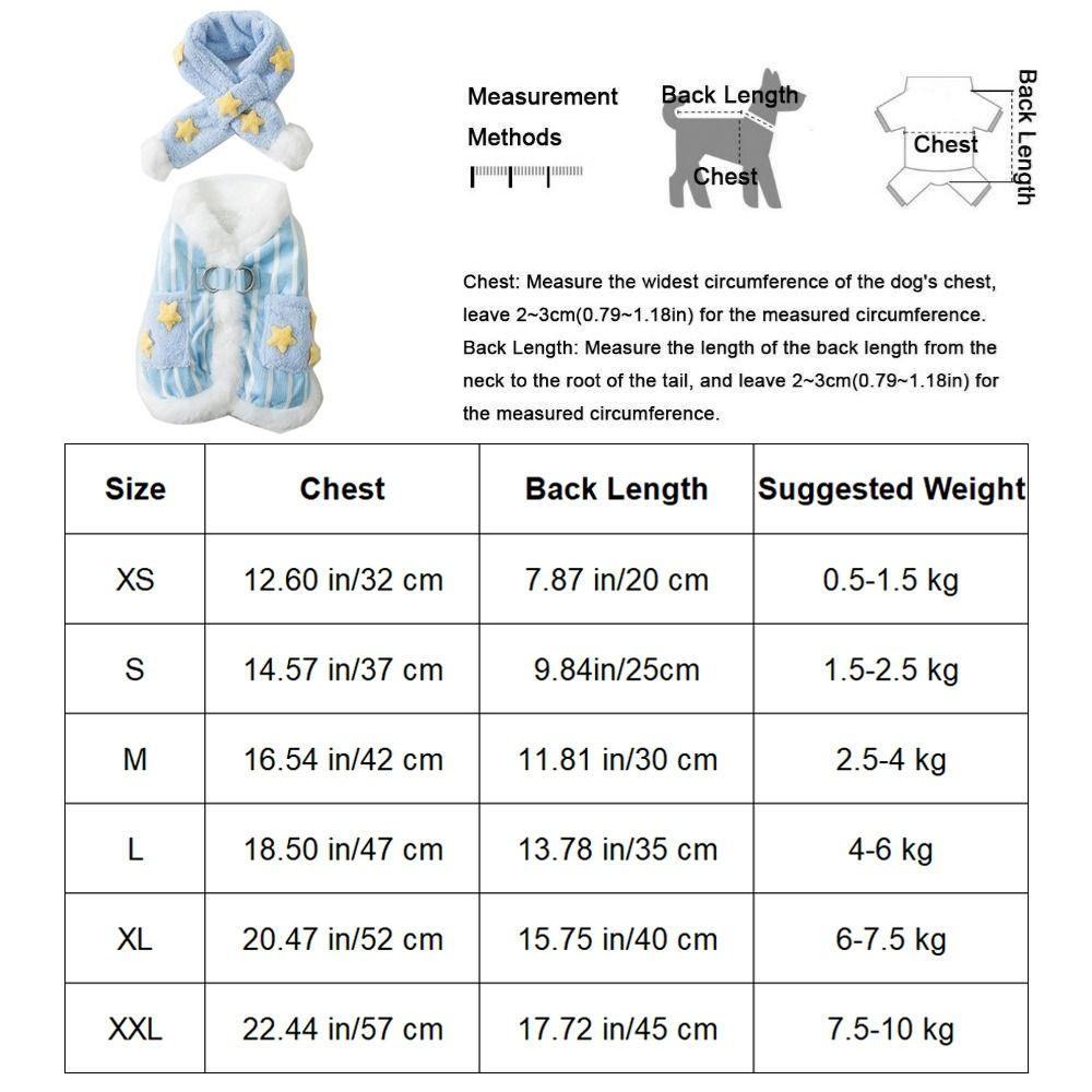 Two Leg Star-Print Scarf Dog Coat Warm Dog Velvet Vest Cute Puppy Plush Jacket For Pets