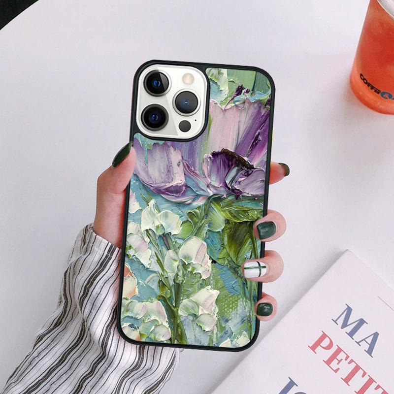 Oil Painting Boho Flower Art Phone Case For iPhone 17 Air 14 13 12 16Pro Max 15  Plus Cover Shell Max coque