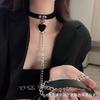 Collar Women's Neck Ring, PU Bell Neck Ring, Dark Color Love Pendant Collar, Necklace Necklace, Chain Necklace, Love Collar for Women