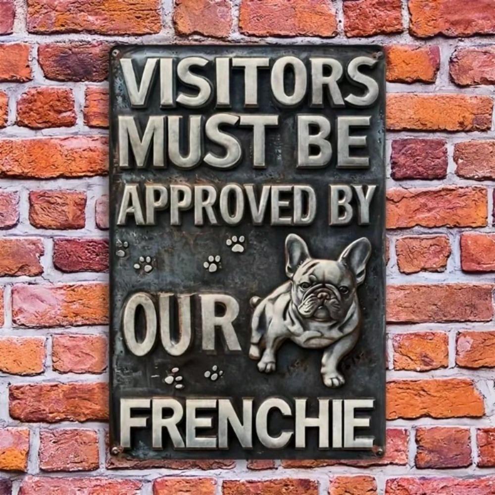 Vintage French Bulldog Metal Poster, Funny Wall Art for Home Bar