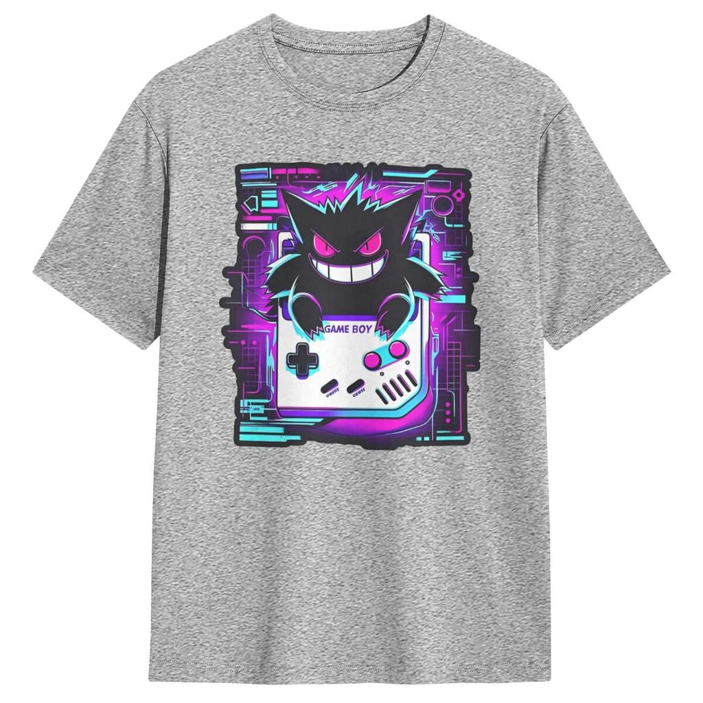 Vintage T Shirt Retro Spooky Pokemon Gengar Cotton T-Shirts Trendy Cool Tee Shirt for Male Y2K Casual Short Sleeve Top Tees