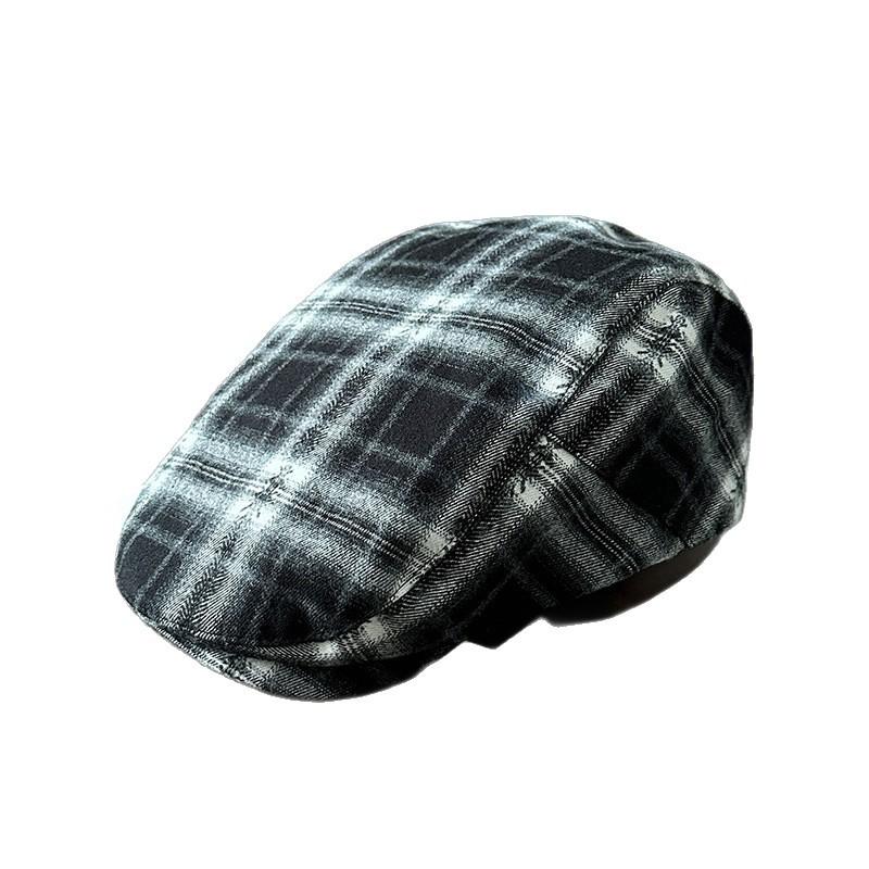 Plaid Backwards Forward Hat Women's Autumn and Winter Japanese Retro Duck Beret Personalized Versatile Painter's Newsboy Hat