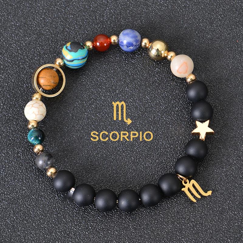Eight major planets and twelve zodiac signs bracelet, frosted stone, bead bracelet, planets, Christmas gift, Stocking stuffers