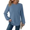 Women's Fashionable Casual Round Neck Solid Color Long Sleeve Top