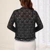 Hollowed-out Long-sleeved Lace Patchwork Irregular Style Black Fungus Border Sun-drying Cardigan Top