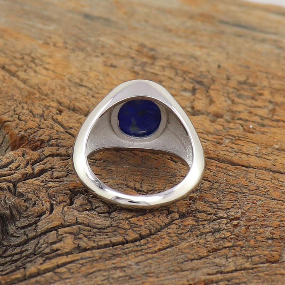 Natürlicher Lapislazuli-Ring, Herren-Siegelring, 925er-Sterlingsilberring, Jubiläumsringe für Männer, Ehering für Männer, Ring für den kleinen Finger, Bandring