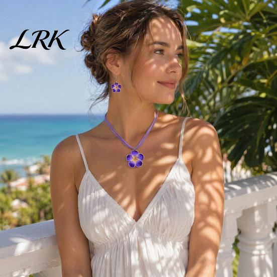 Sensitive Skin Friendly Earrings 2Pcs/Set Lightweight Floral Jewelry Set, Polymer Clay Realistic Flower Easy Wear Charm Necklace, Hawaiian Style Drop